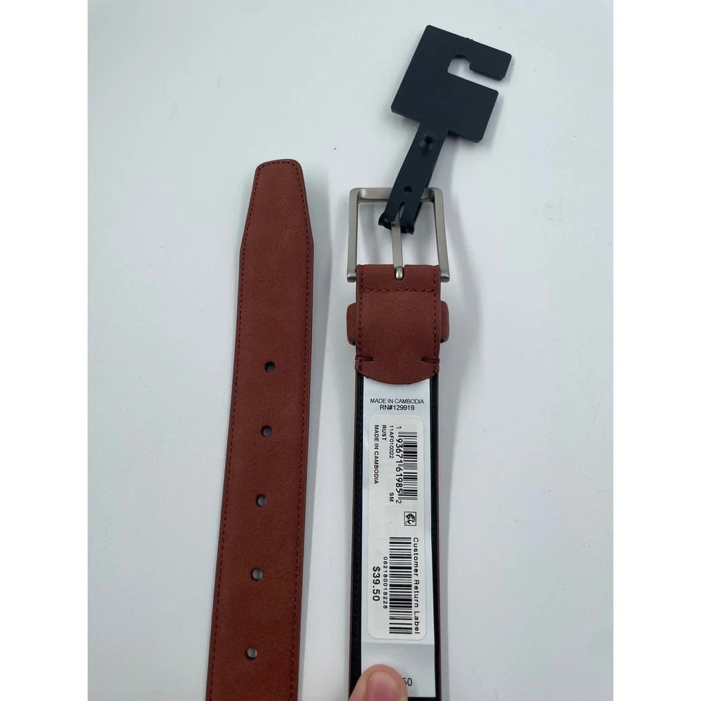 Alfani Mens Belt Rust Brown Silver Tone Buckle Size Small 30-32
